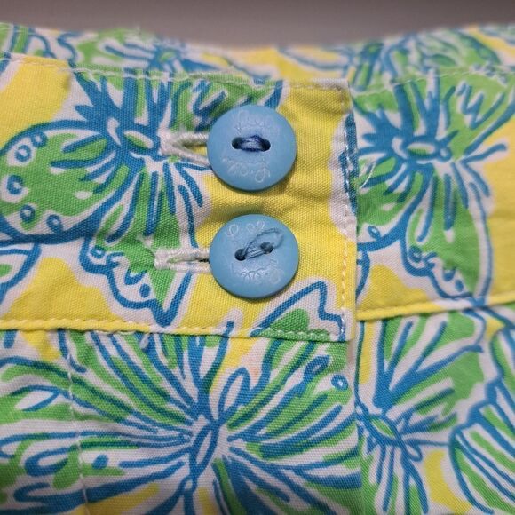 Vintage Lilly Pulitzer Butterfly Print Cotton High Waist Y2K Pants Sz 8 Yellow/G - Picture 12 of 16